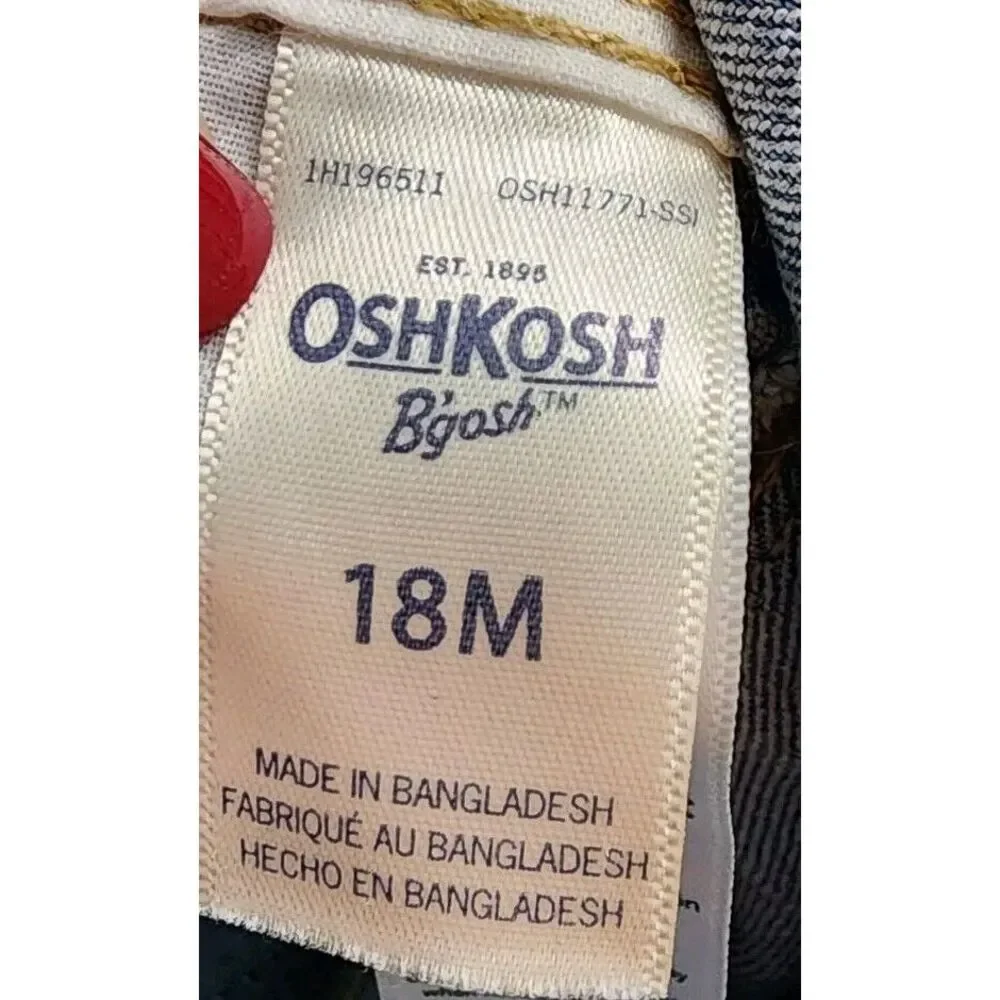 OshKosh B'gosh‎ Size 18M Jumpsuit Overalls Light Wash Denim Floral Embroider